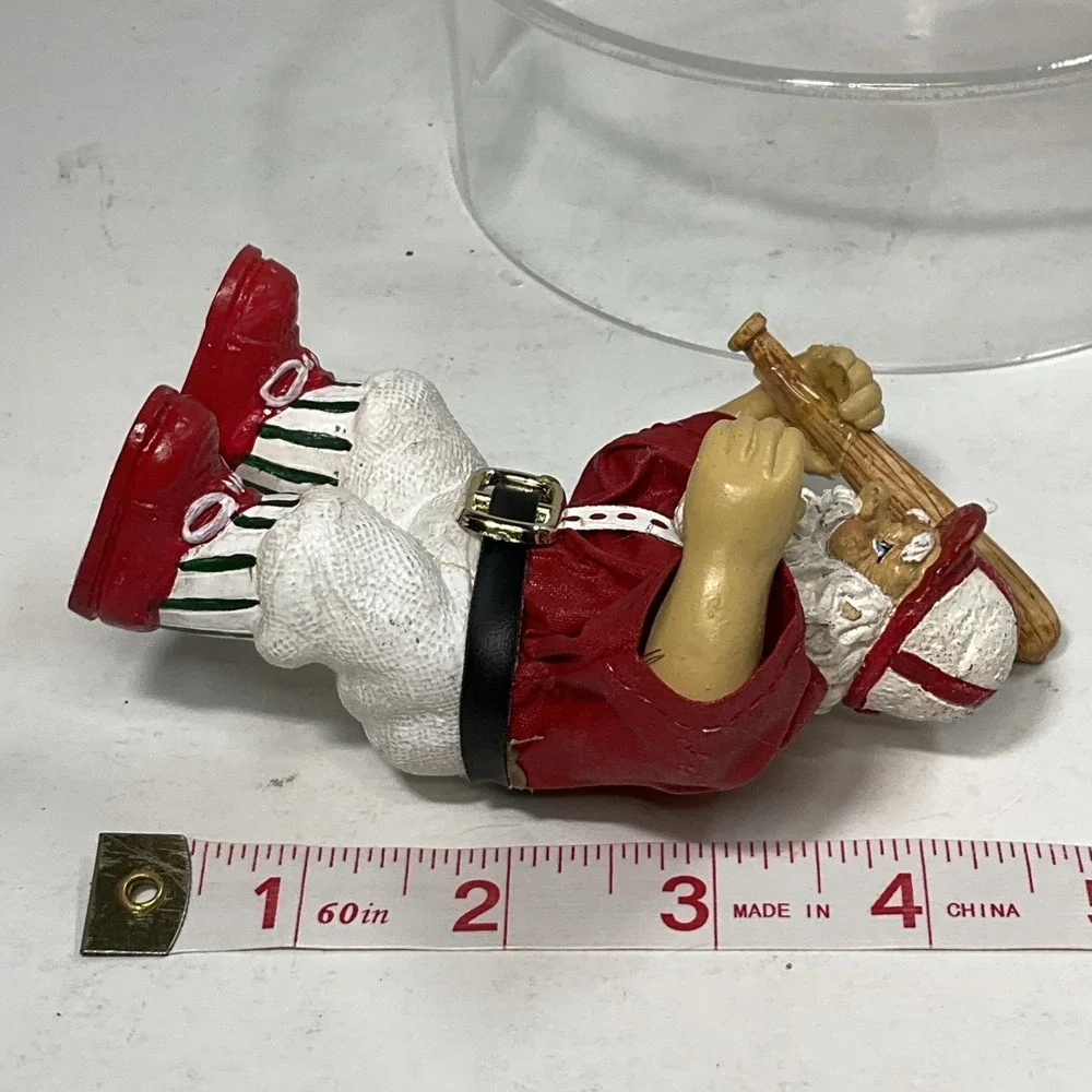 Vintage Fabric Mache Santa's 1 W/Gifts &‎ 1 Baseball Santa Good Condition No Box